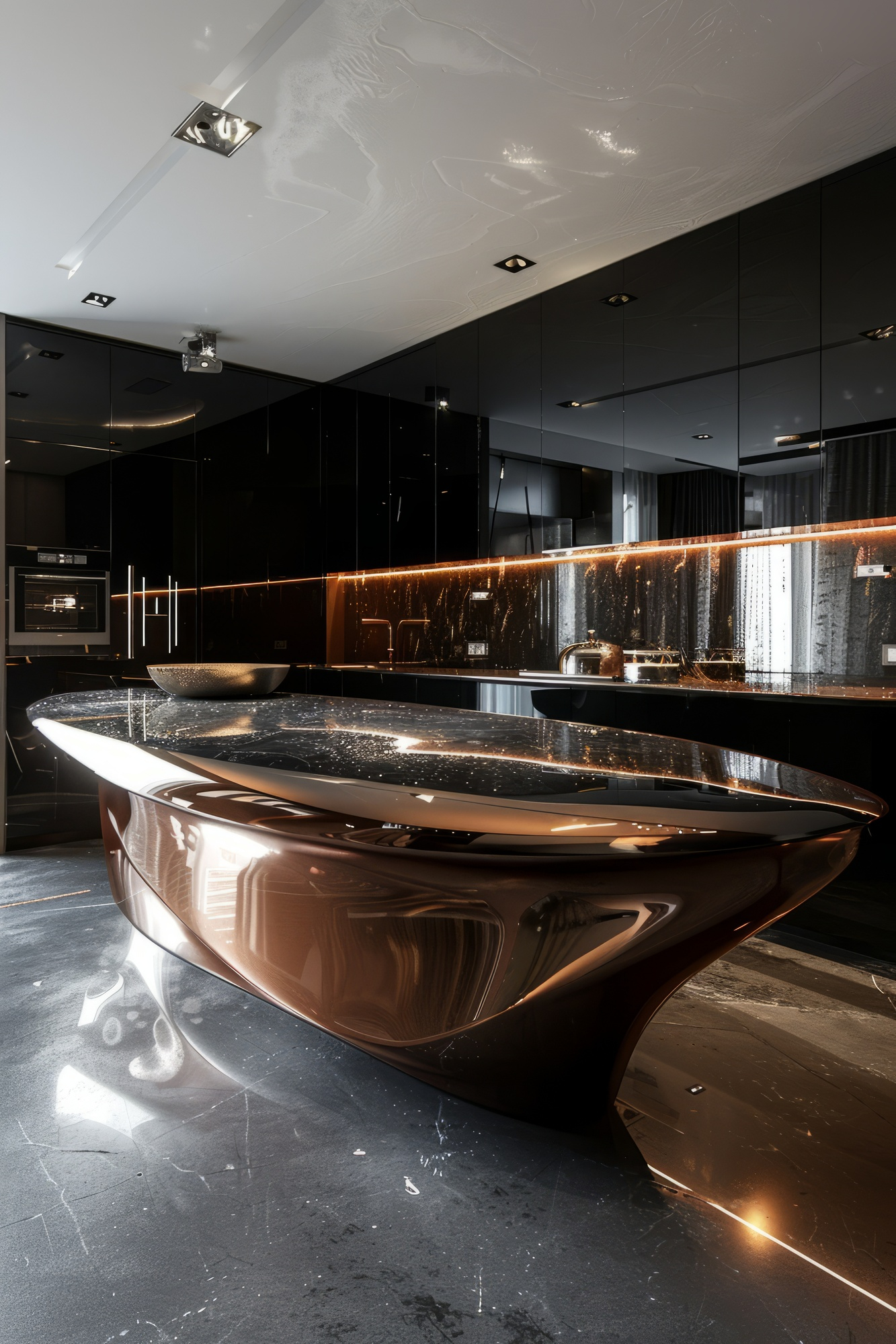 Golden bathtub in luxury bathroom